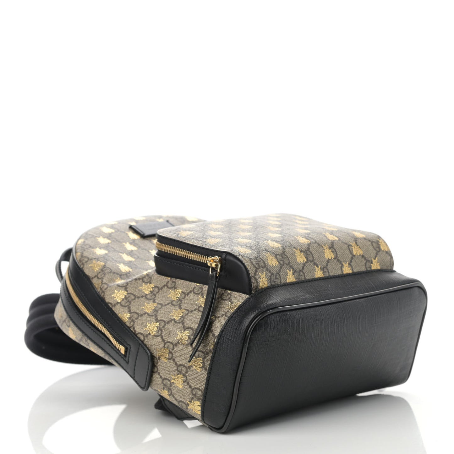 GG Supreme Monogram Bees Print Small Day Backpack Beige Oro Black