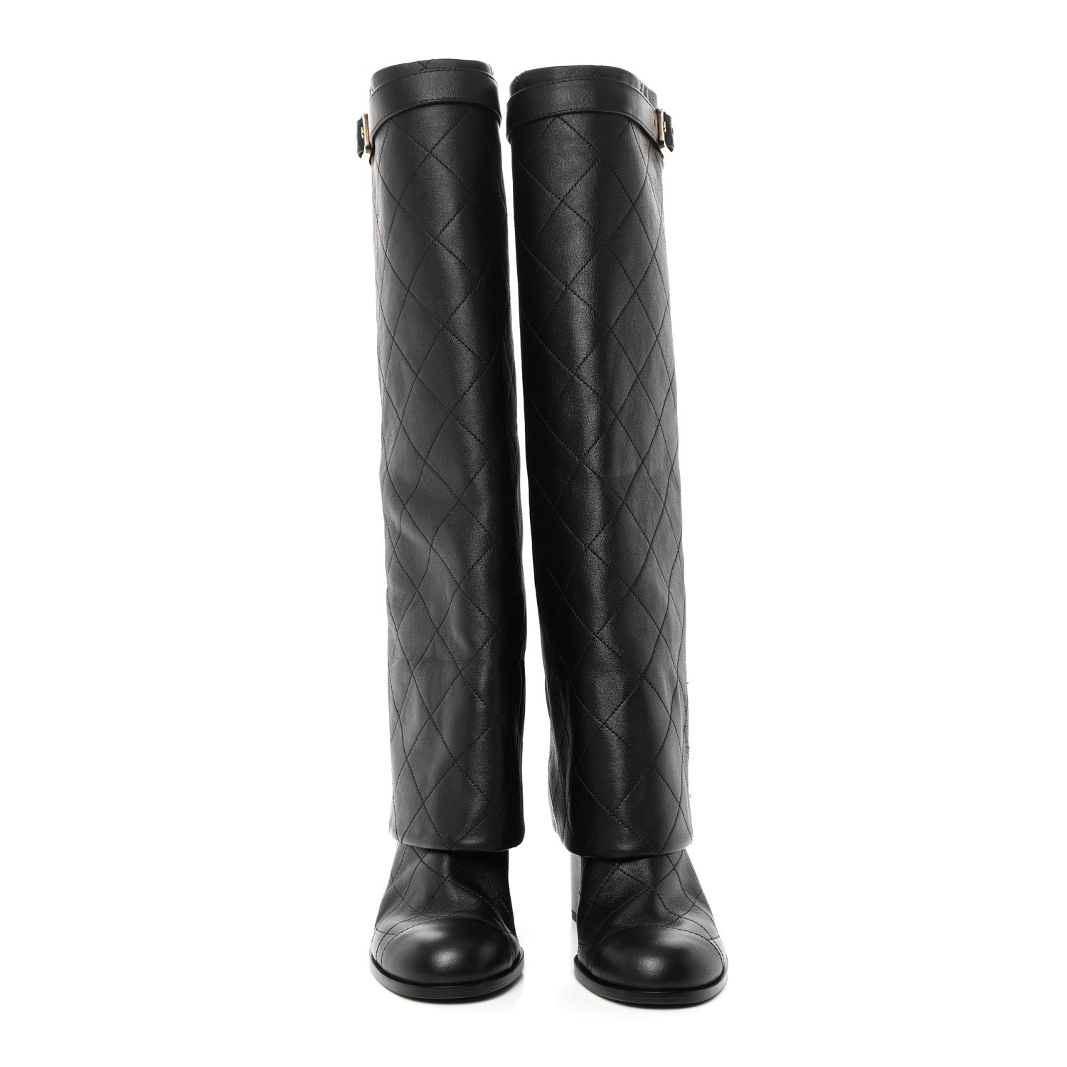 Chanel Lambskin Quilted High Boots 36 Black 2 of 9