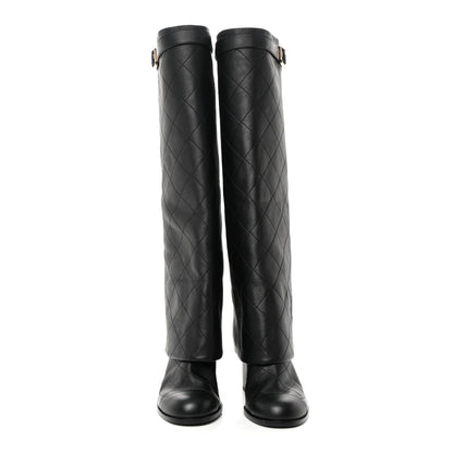 Chanel Lambskin Quilted High Boots 36 Black 2 of 9