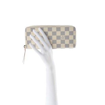 Louis Vuitton Damier Azur Clemence Wallet Rose Ballerine 2 of 9