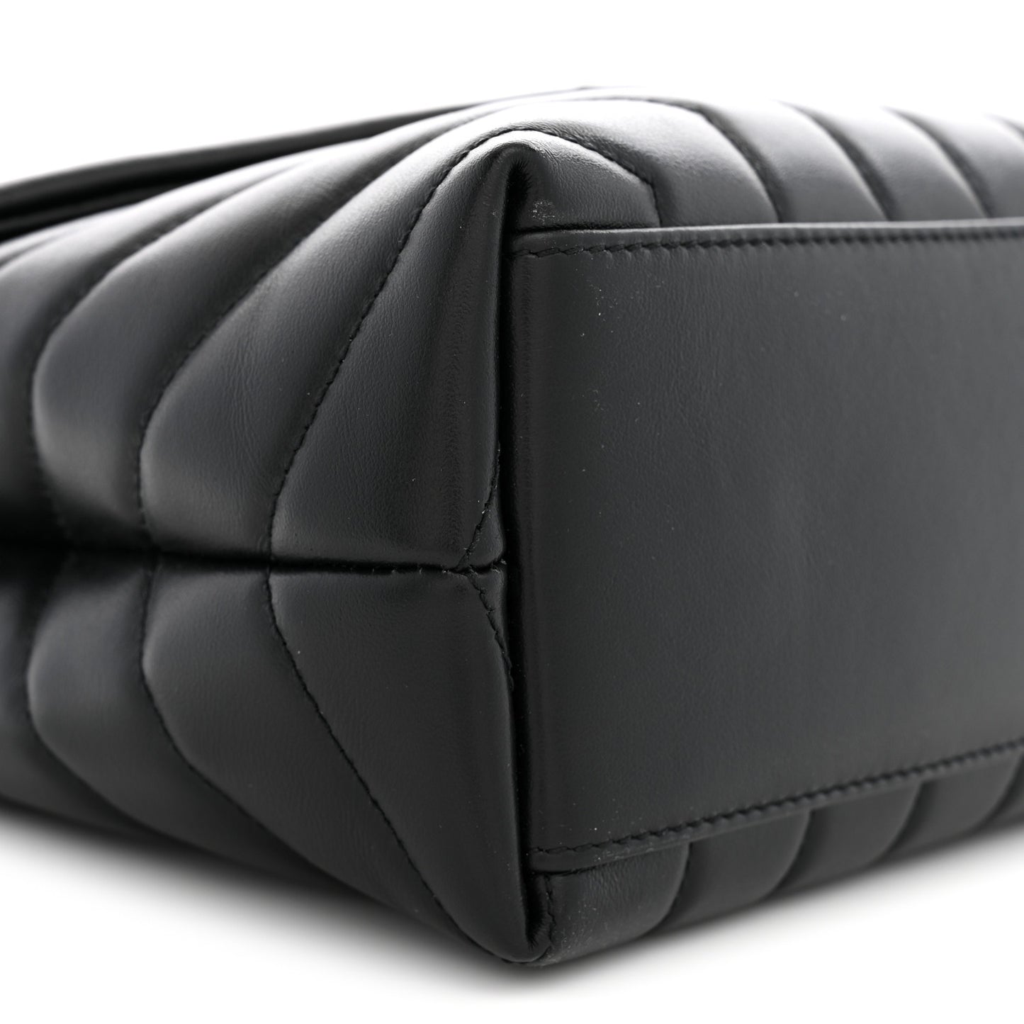 Calfskin Y Quilted Monogram Monochrome Small Loulou Chain Satchel Black