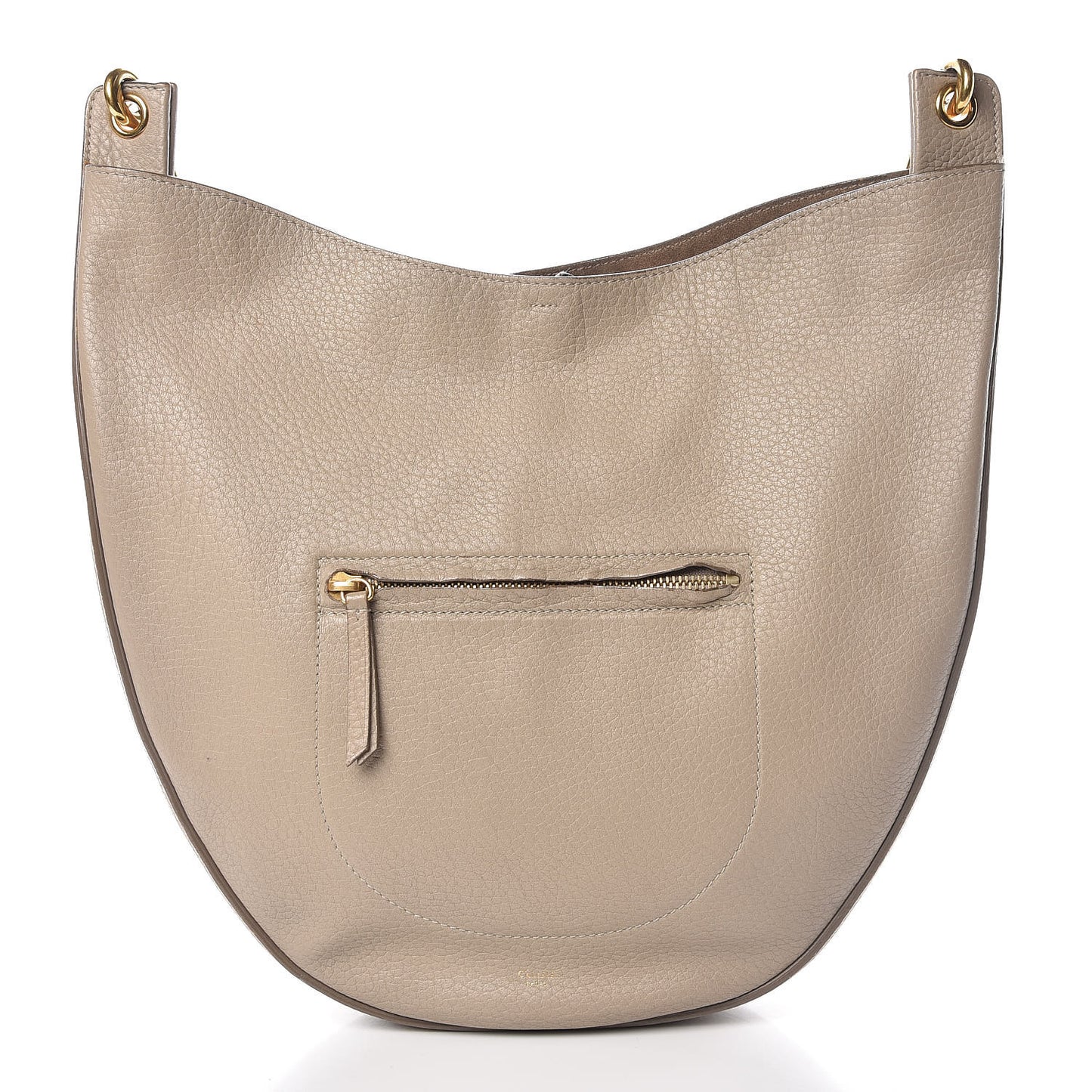 Crisped Calfskin Medium Hobo Light Taupe