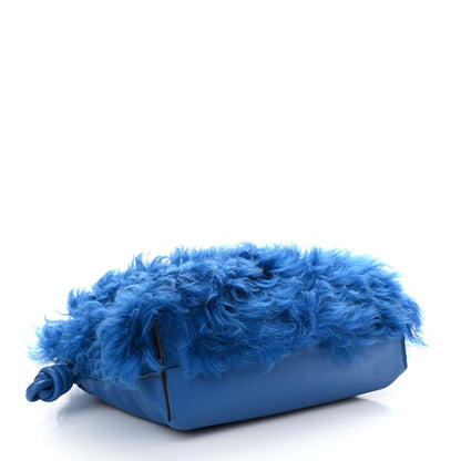 Loewe Nappa Shearling Flamenco Knot Clutch Blue 4 of 10