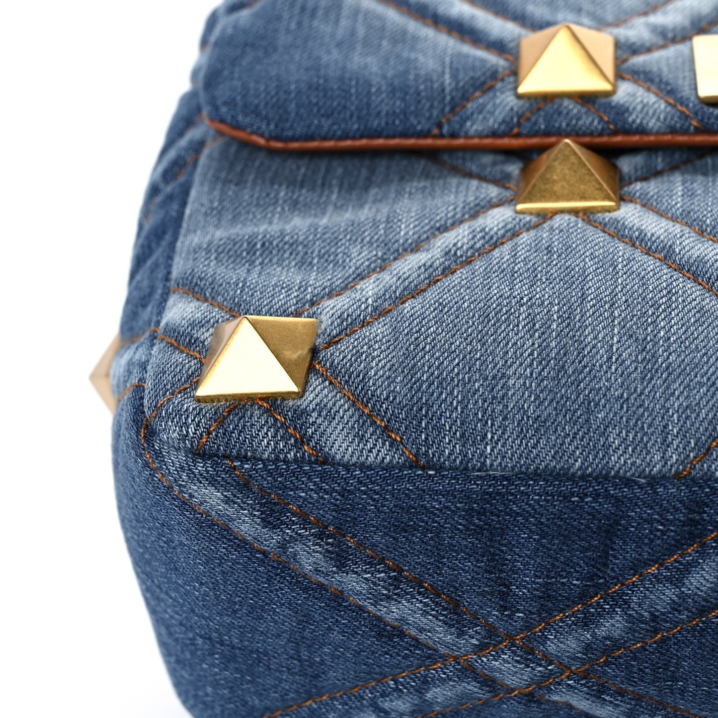 Denim Medium Roman Stud Shoulder Bag Light Denim Selleria