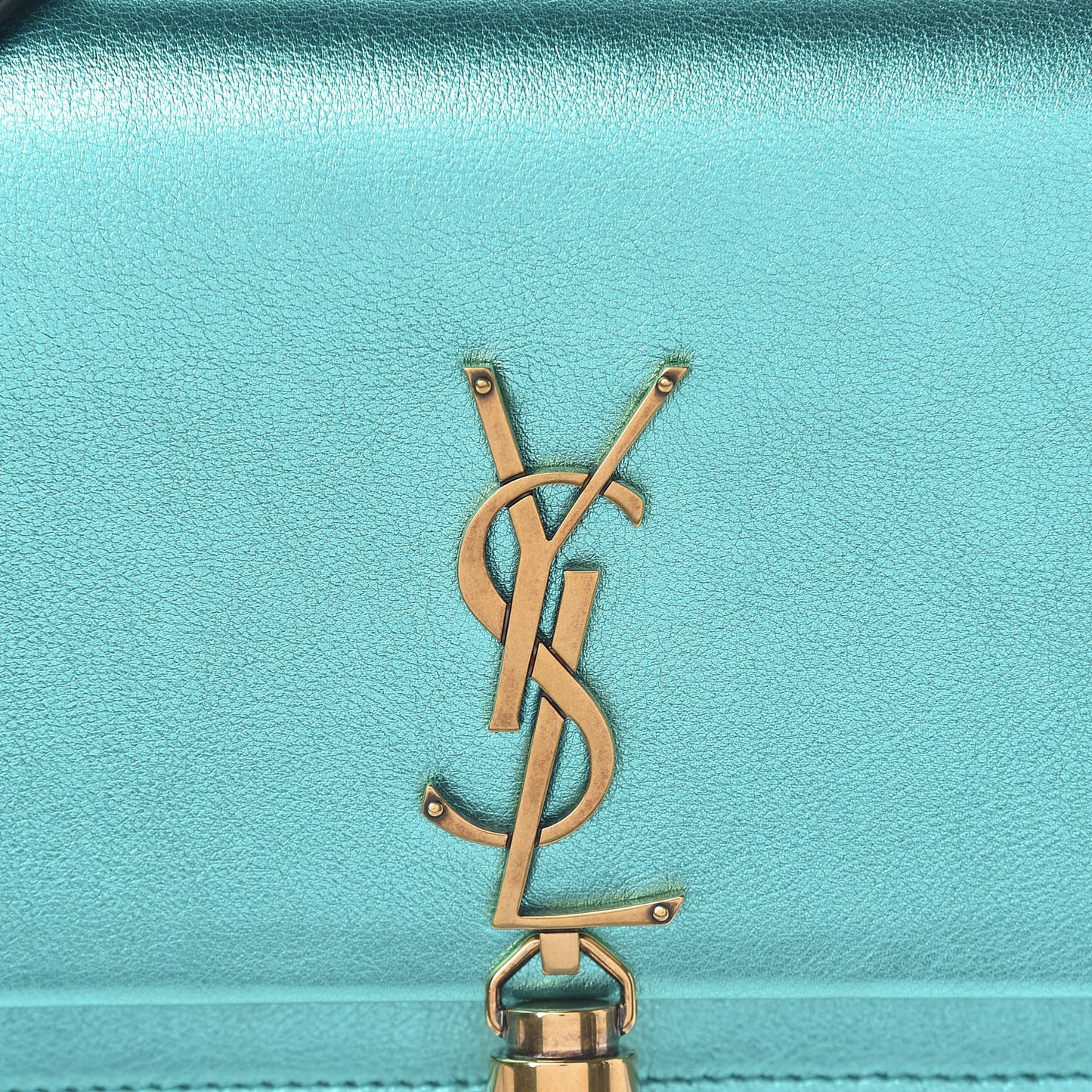 Laminated Calfskin Classic Monogram Kate Tassel Chain Wallet Green