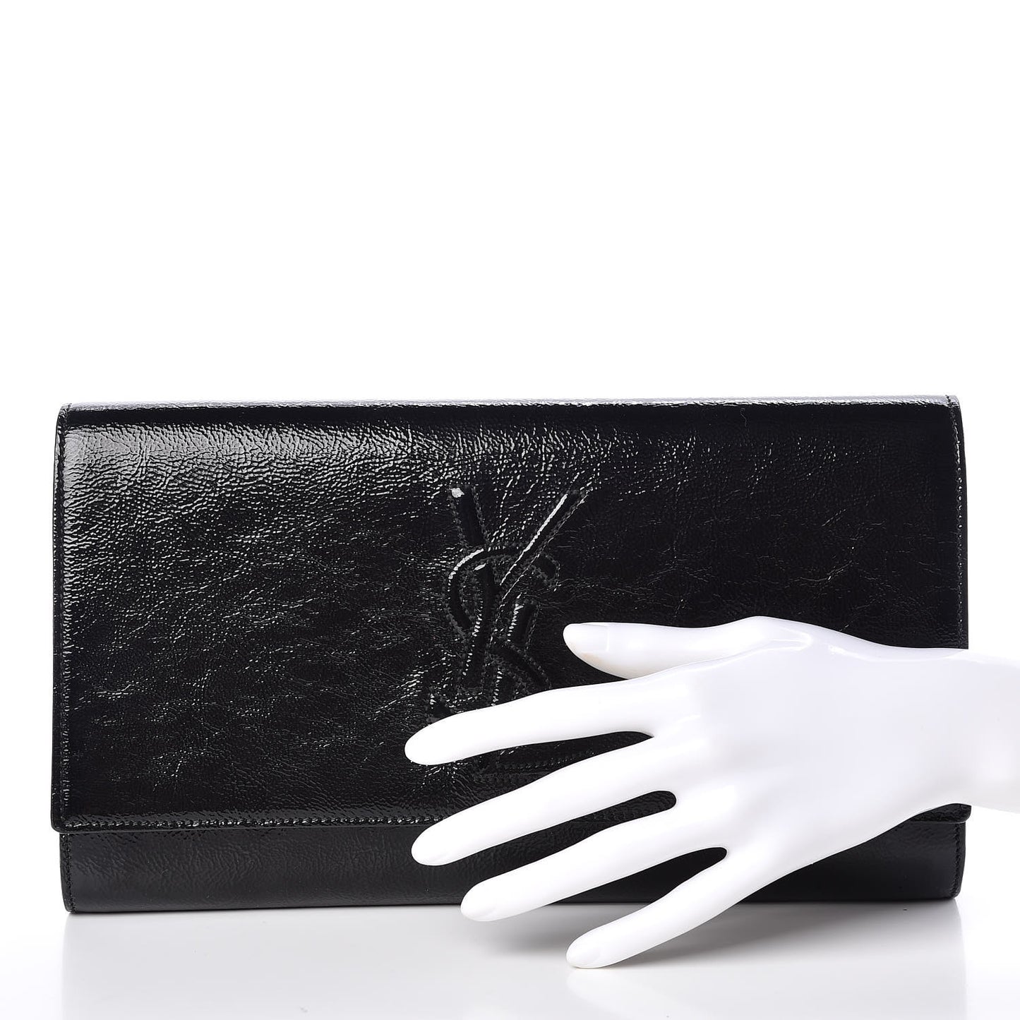 Textured Patent Monogram Large Belle De Jour Clutch Black