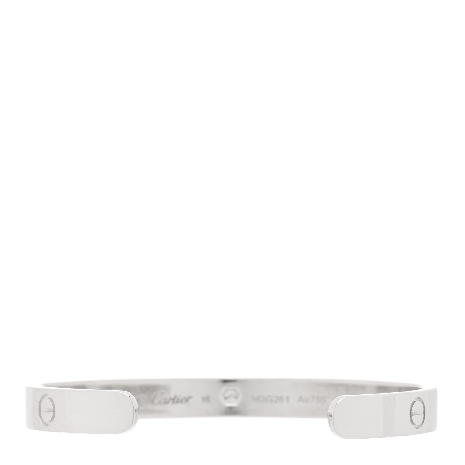 Cartier 18K White Gold 1 Diamond LOVE Cuff Bracelet 16 2 of 3