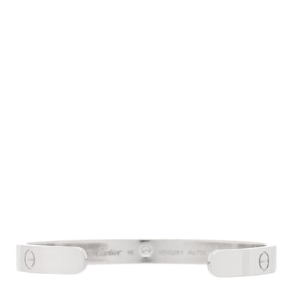 Cartier 18K White Gold 1 Diamond LOVE Cuff Bracelet 16 2 of 3