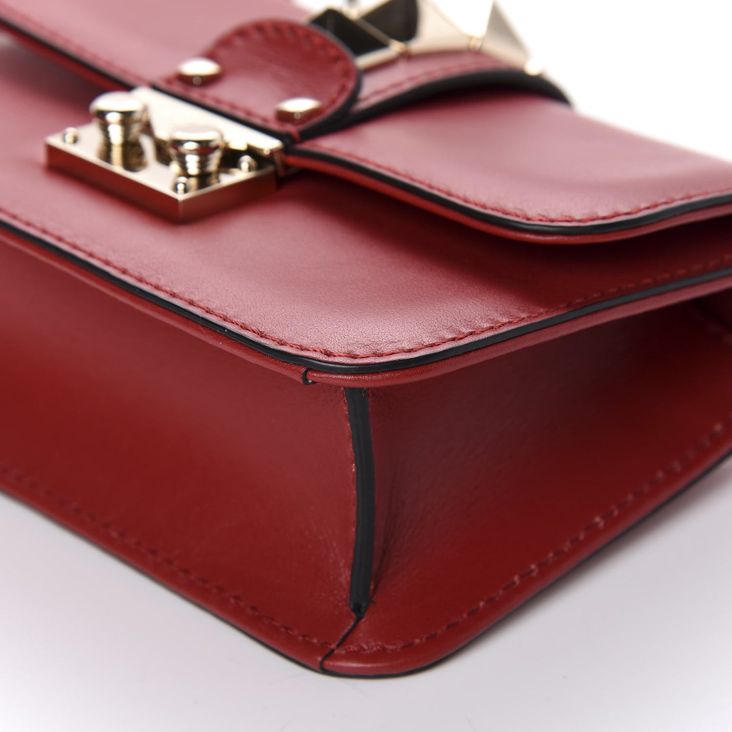 Vitello Mini Glam Lock Rockstud Flap Red