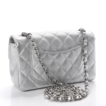 Chanel Metallic Lambskin Quilted Mini Rectangular Flap Silver 3 of 11