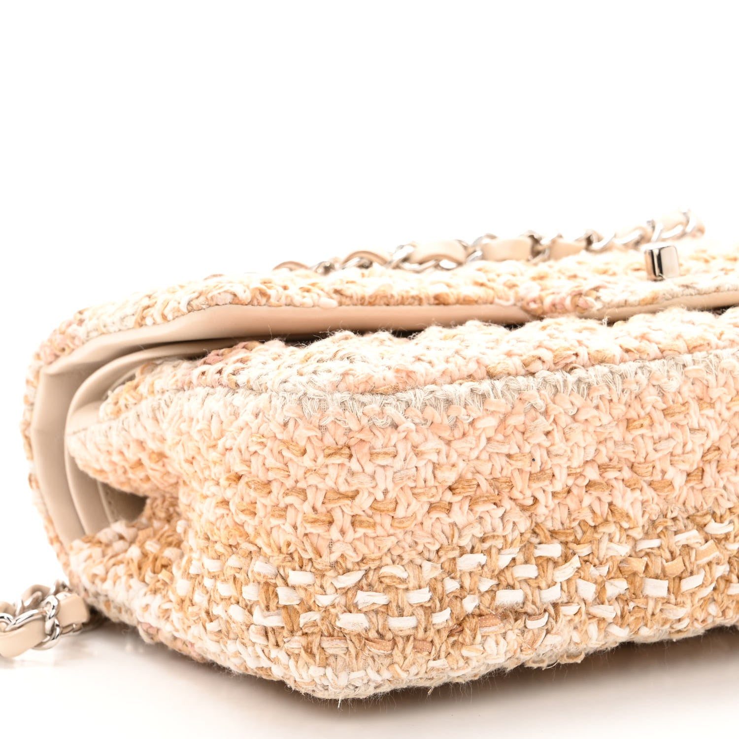 Chanel Tweed Quilted Medium Double Flap Beige Ecru Pink 9 of 10