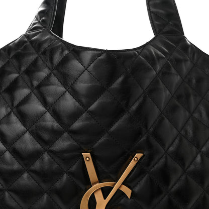 Saint Laurent Lambskin Quilted Maxi Icare Shopping Tote Black 9 of 11