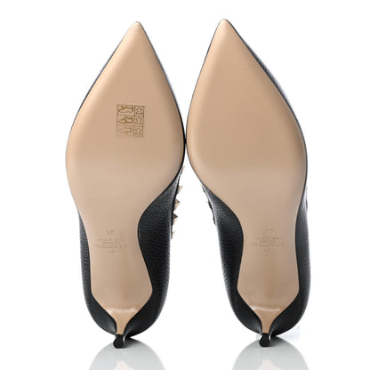 Valentino Garavani Pebbled Calfskin Rockstud 50mm Pumps 36 Black 5 of 11
