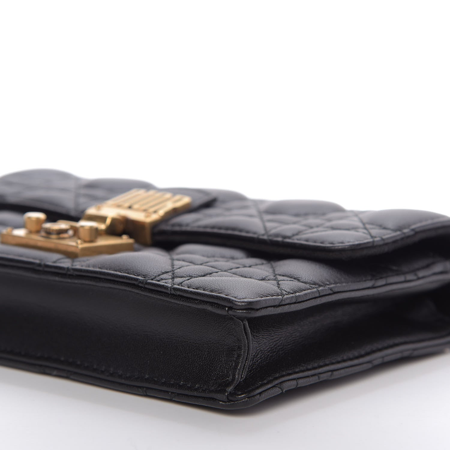 Christian Dior Lambskin Cannage Dioraddict Wallet on Chain Clutch Black 7 of 10