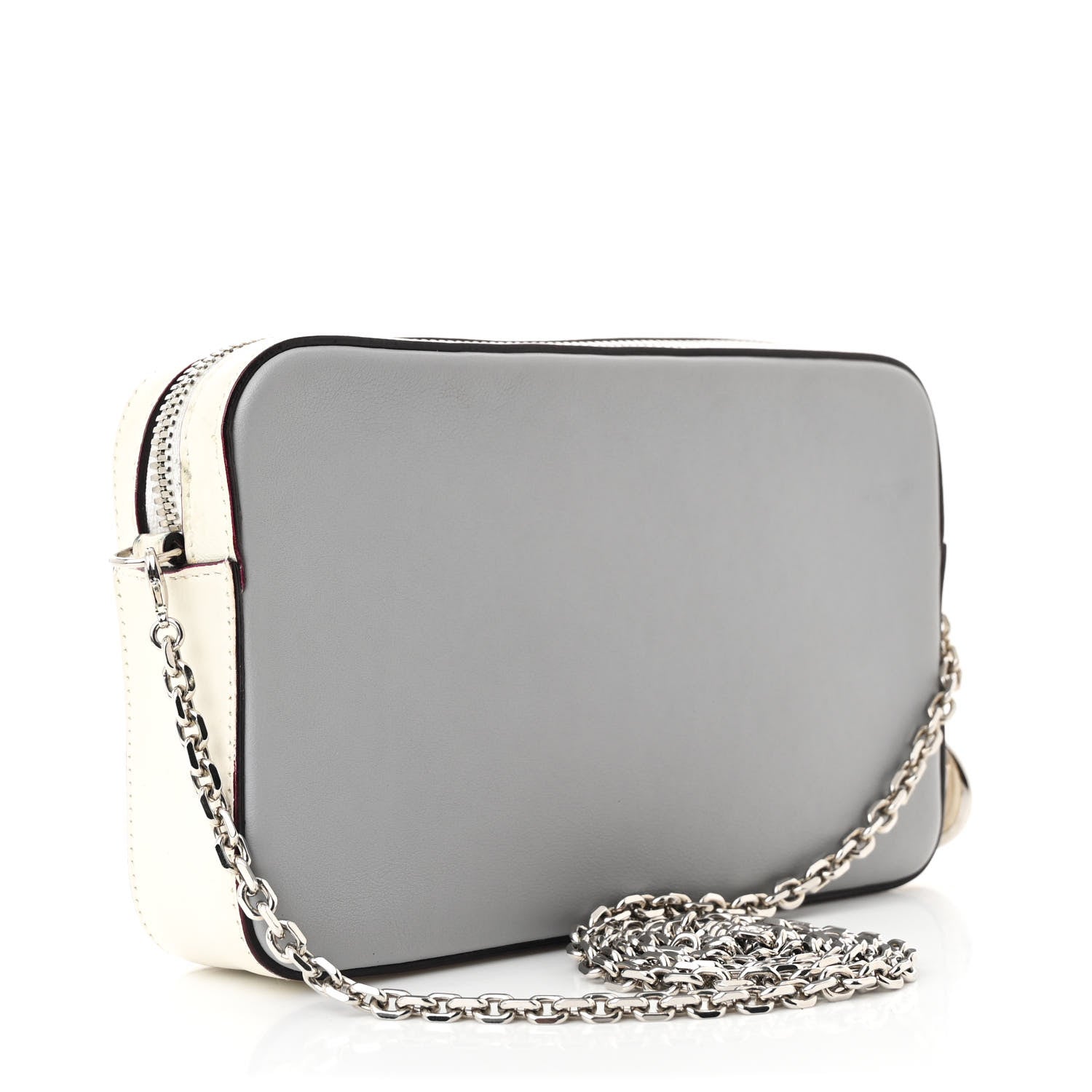 Christian Dior Calfskin Chain Wallet Grey Off White 4 of 13