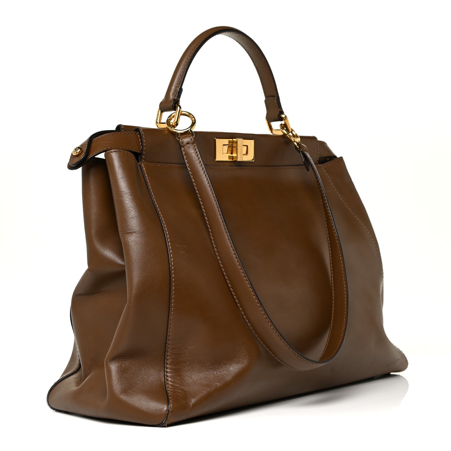 Fendi Vitello Morgan Fabric Jacquard Pequin Large Peekaboo Iconic Satchel Foresta Tobacco Black 3 of 26