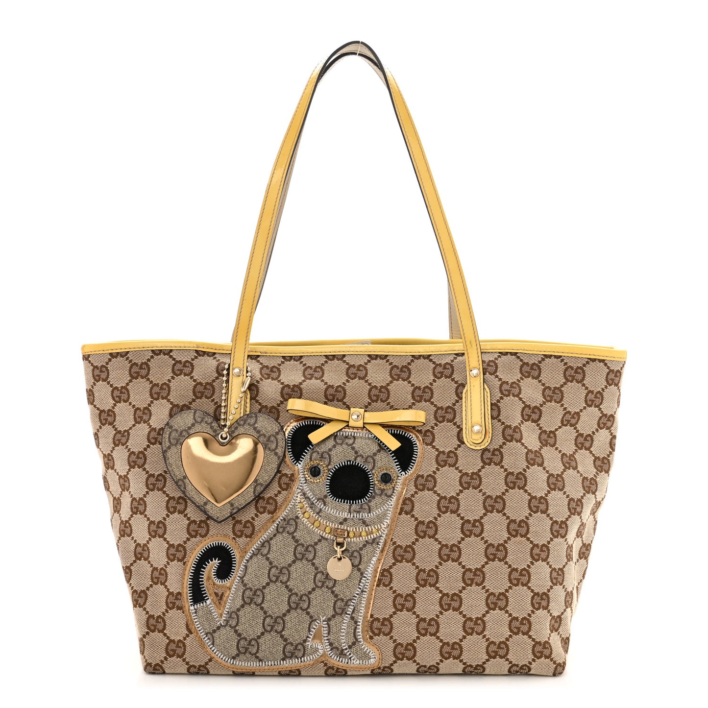 GG Supreme Monogram Oliver Pug Dog Tote Bag Yellow