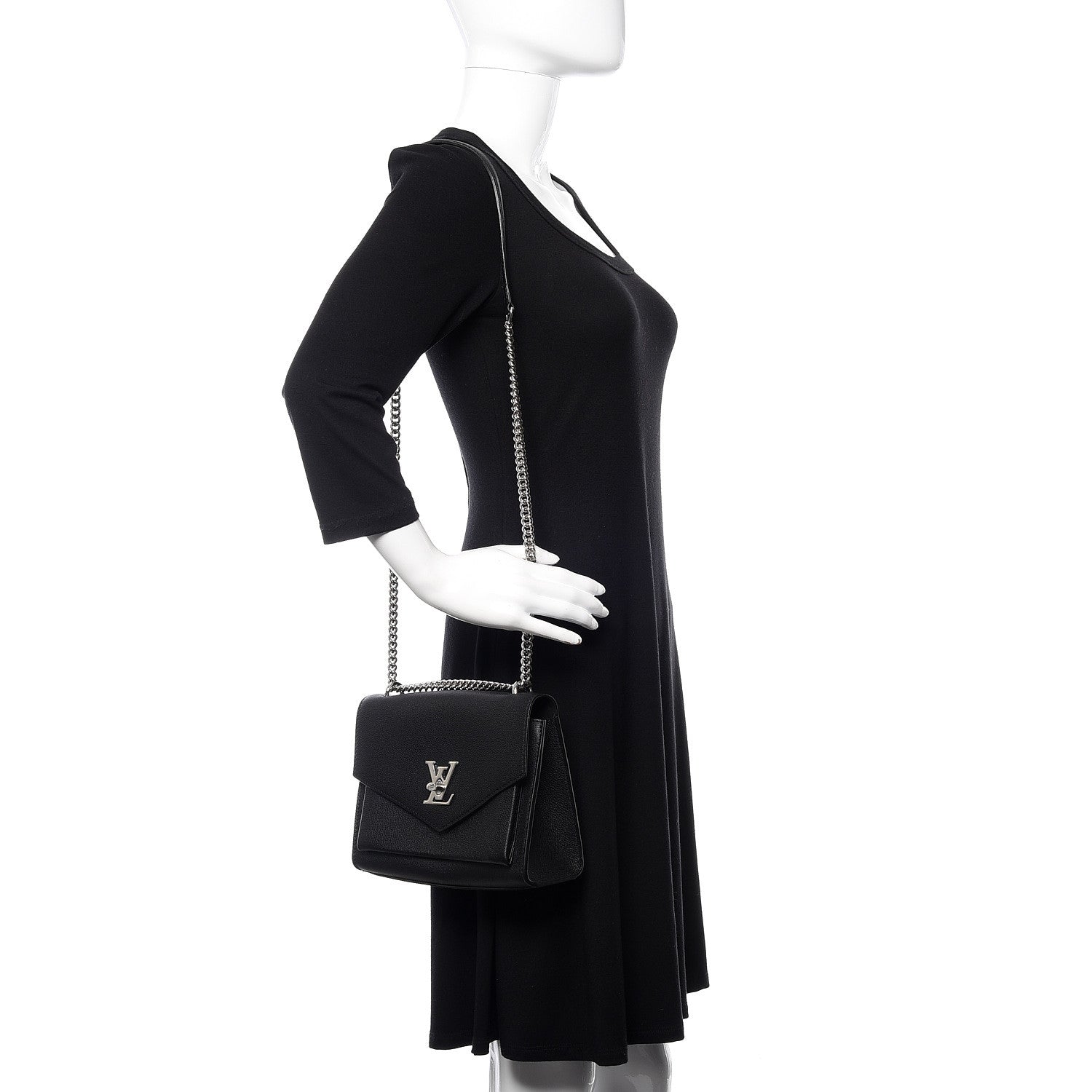 Louis Vuitton Soft Calfskin My Lockme Chain Bag BB Black 2 of 11