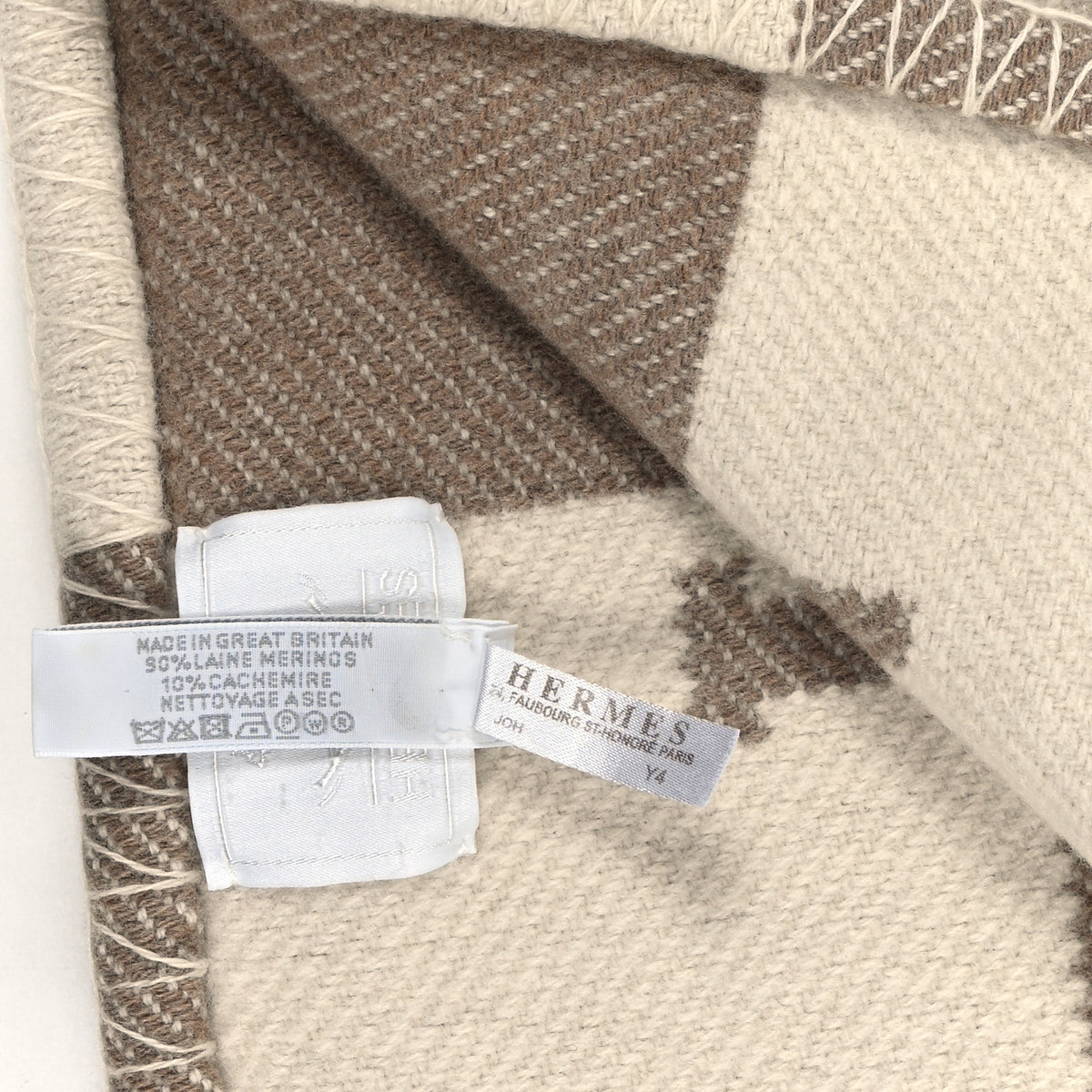 Wool Cashmere Avalon Baby Blanket Noisette Moyen White