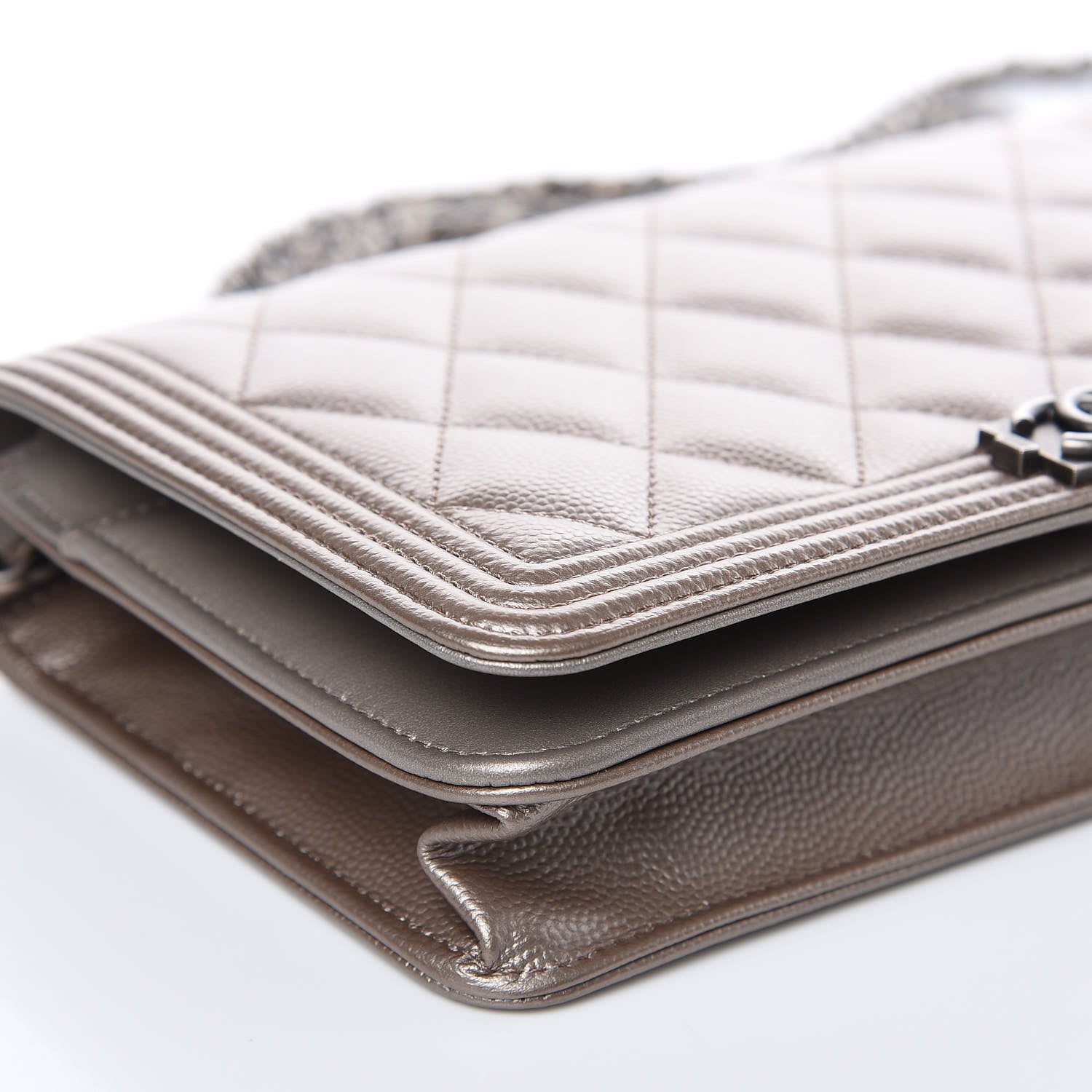 Chanel Metallic Caviar Quilted Boy Wallet On Chain WOC Copper 10 of 12