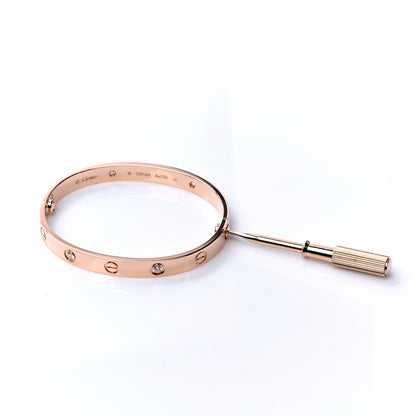 Cartier 18K Pink Gold 4 Diamond LOVE Bracelet 16 6 of 7