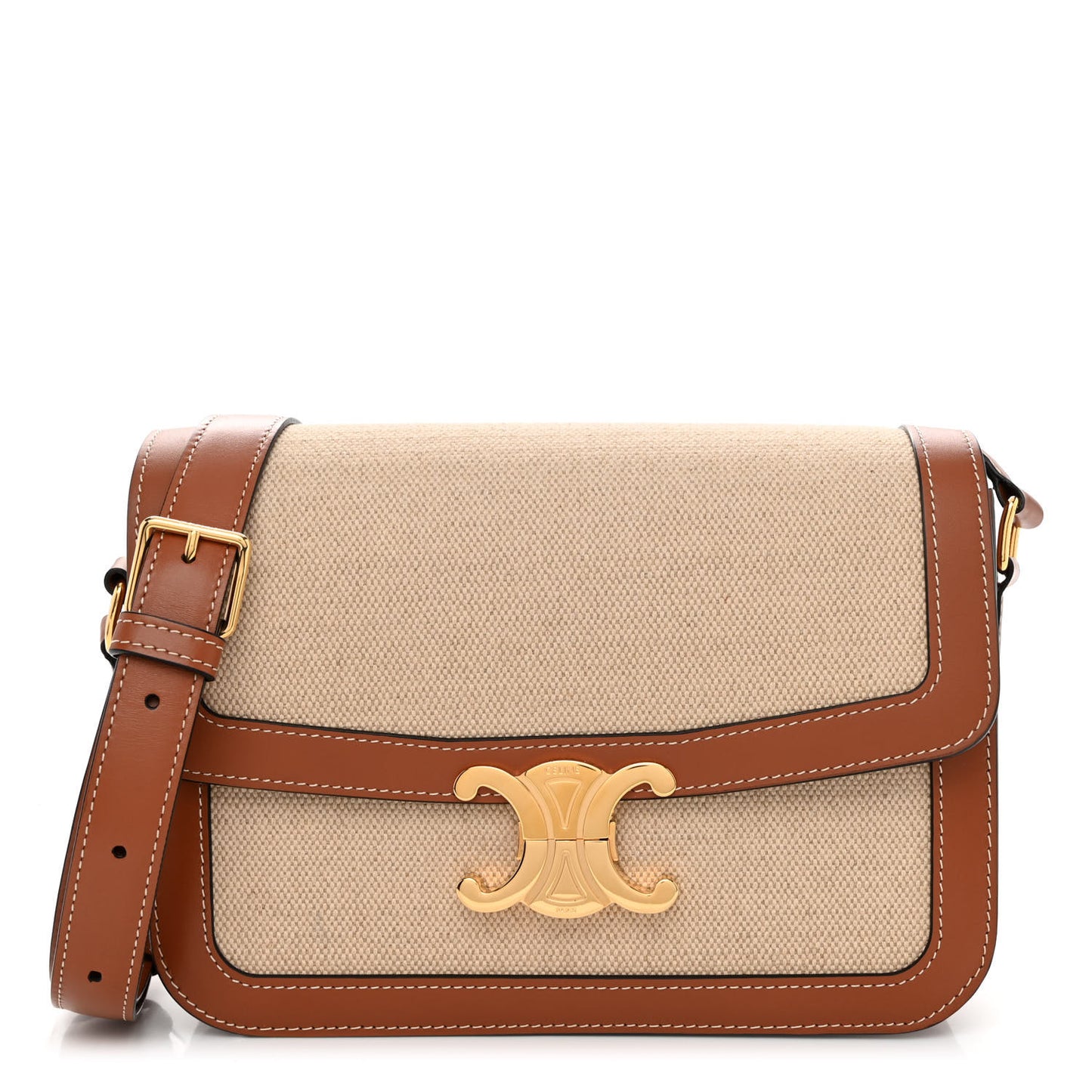 Textile Calfskin Classique Triomphe Bag Natural Tan