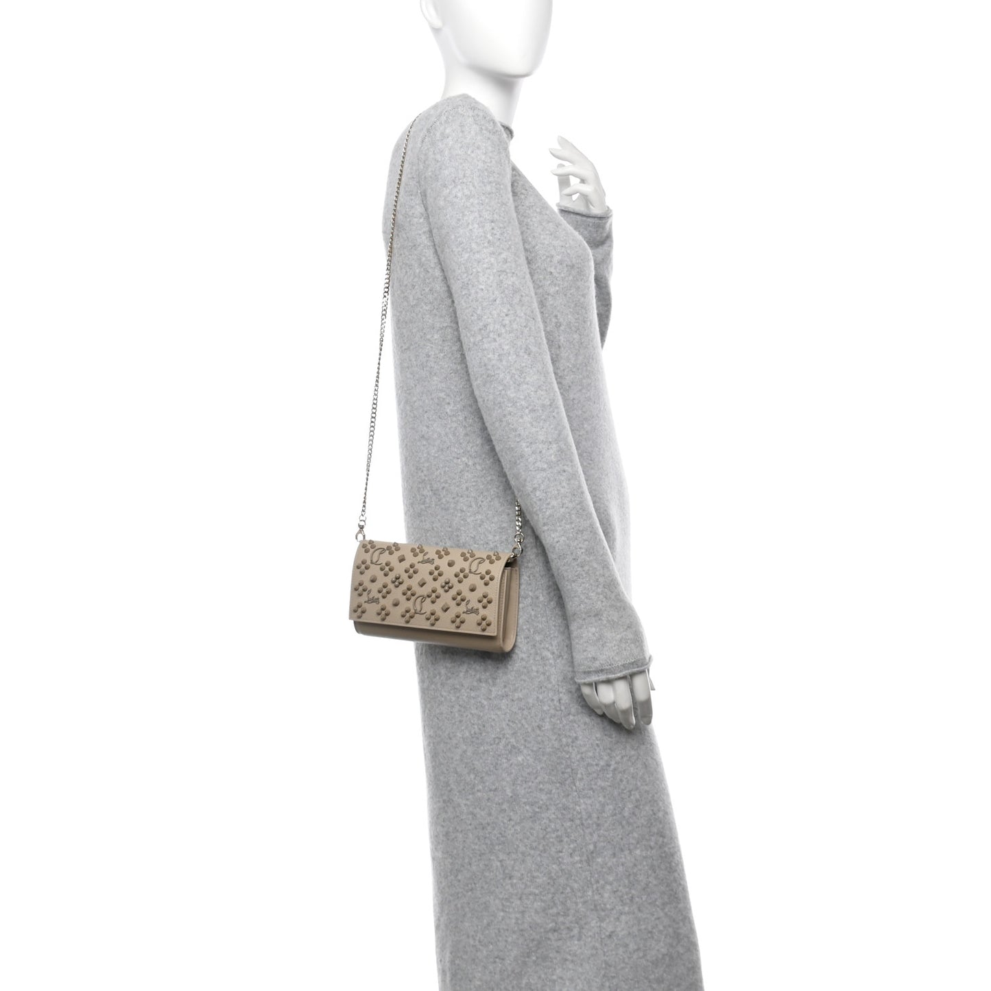 Calfskin Spikes Loubinthesky Paloma Clutch Saharienne