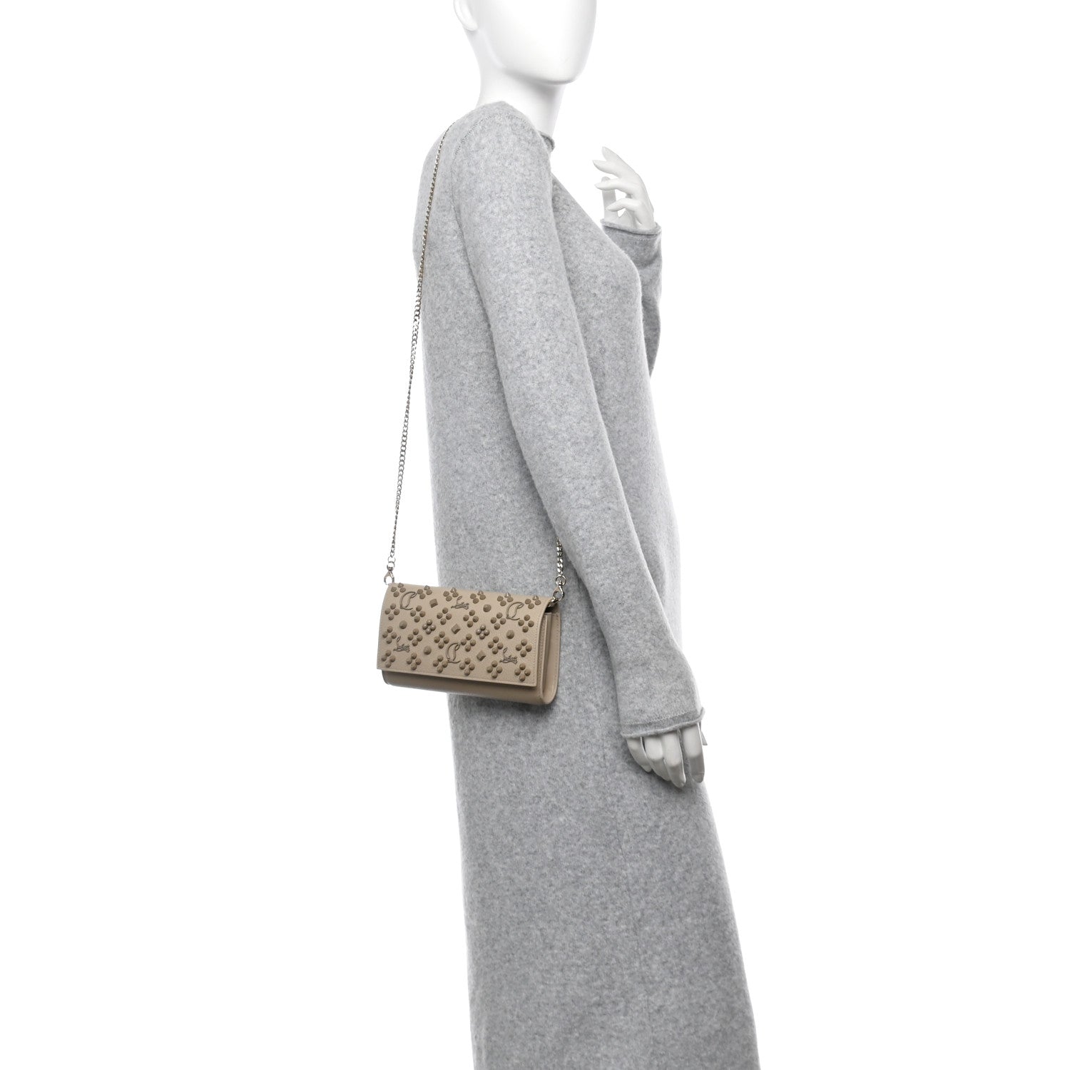 Christian Louboutin Calfskin Spikes Loubinthesky Paloma Clutch Saharienne 2 of 11