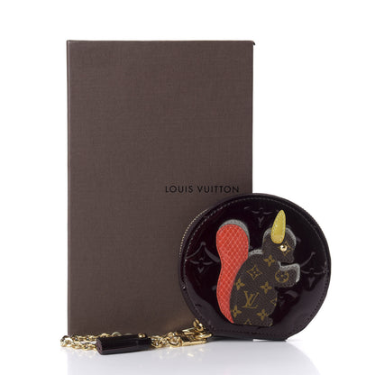 Louis Vuitton Vernis Animania Ecureuil Squirrel Round Coin Purse Amarante 7 of 7