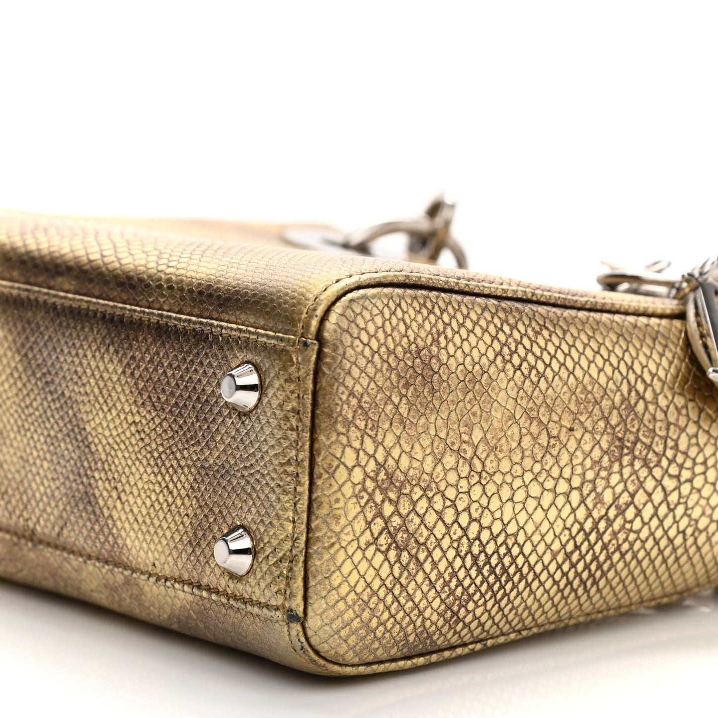 Metallic Lizard Mini Lady Dior Gold