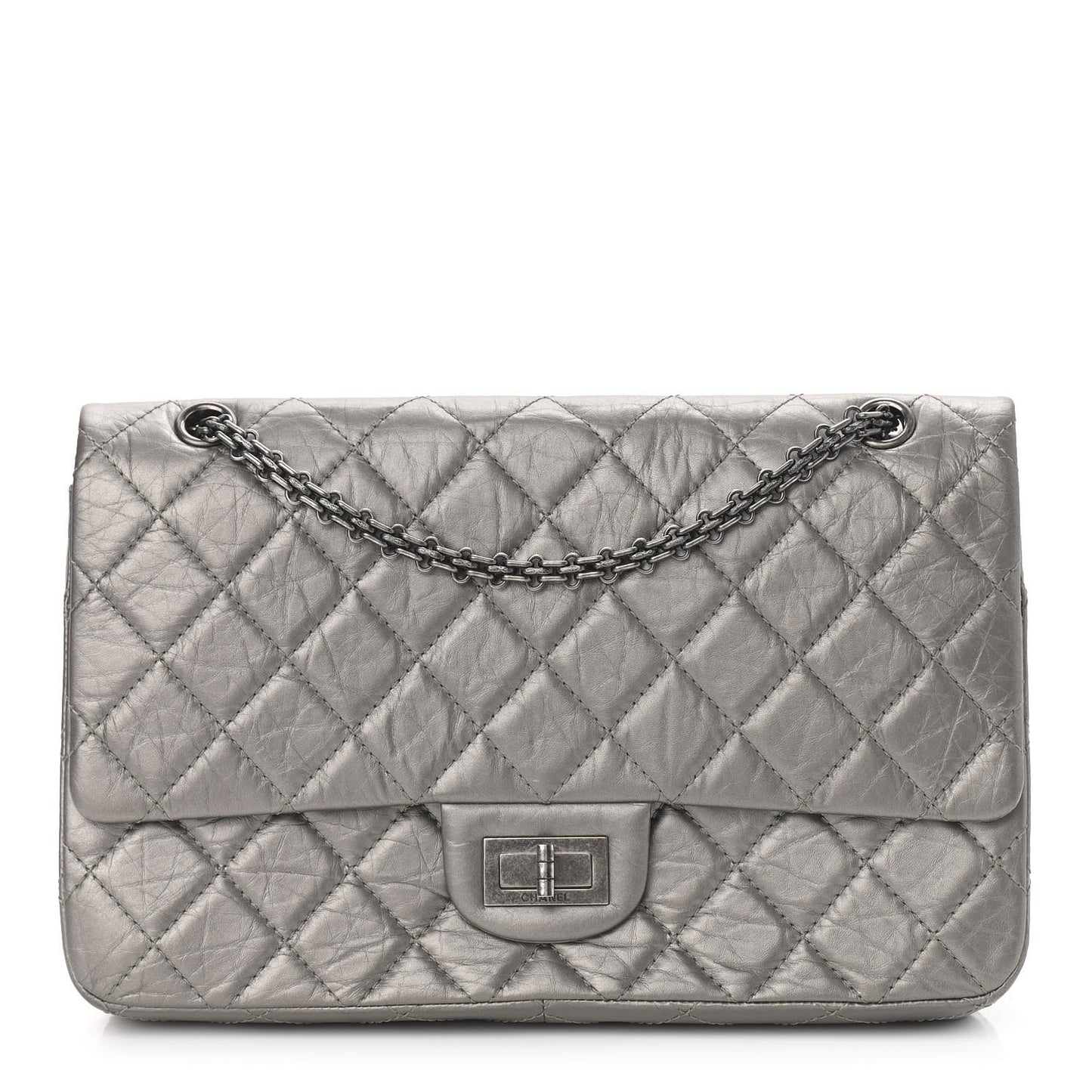 Metallic Aged Calfskin Quilted 2.55 Reissue 226 Flap Silver