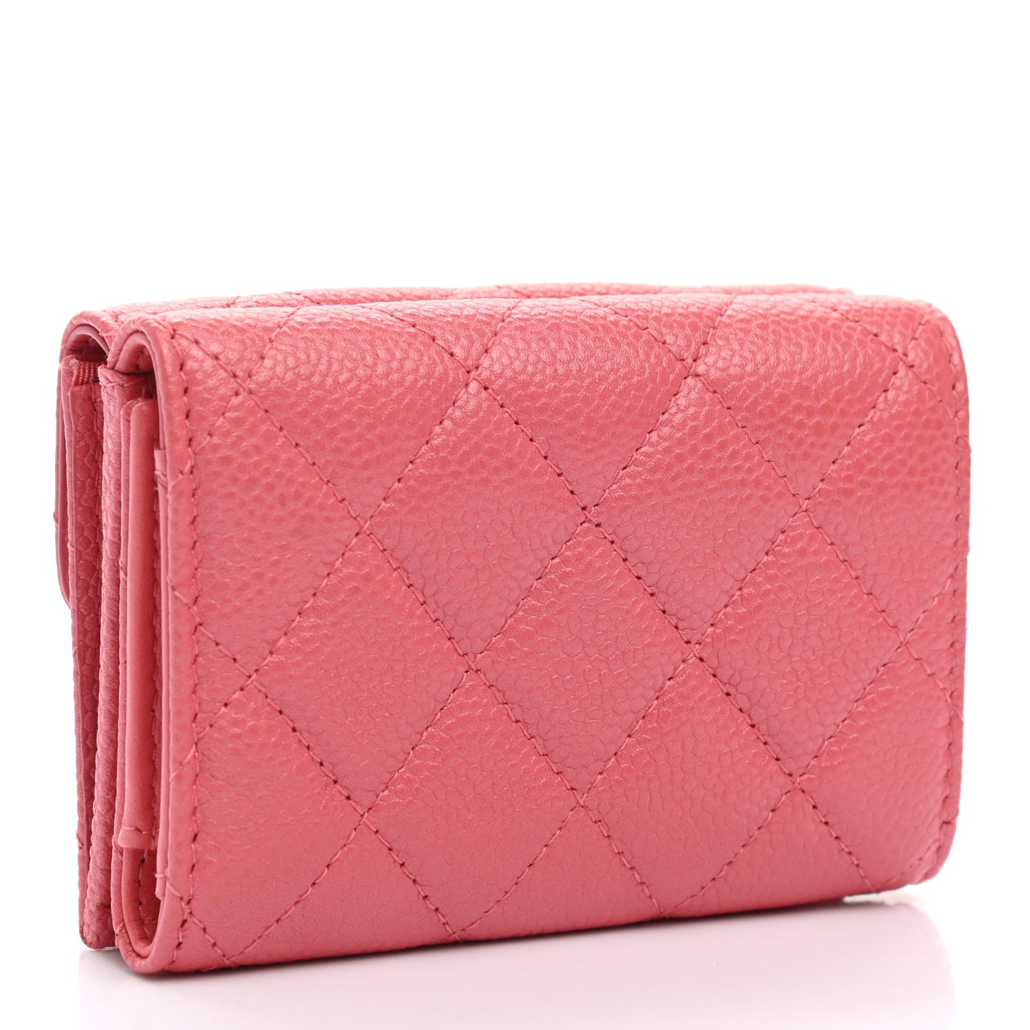 Caviar Quilted Double Flap Wallet Pink