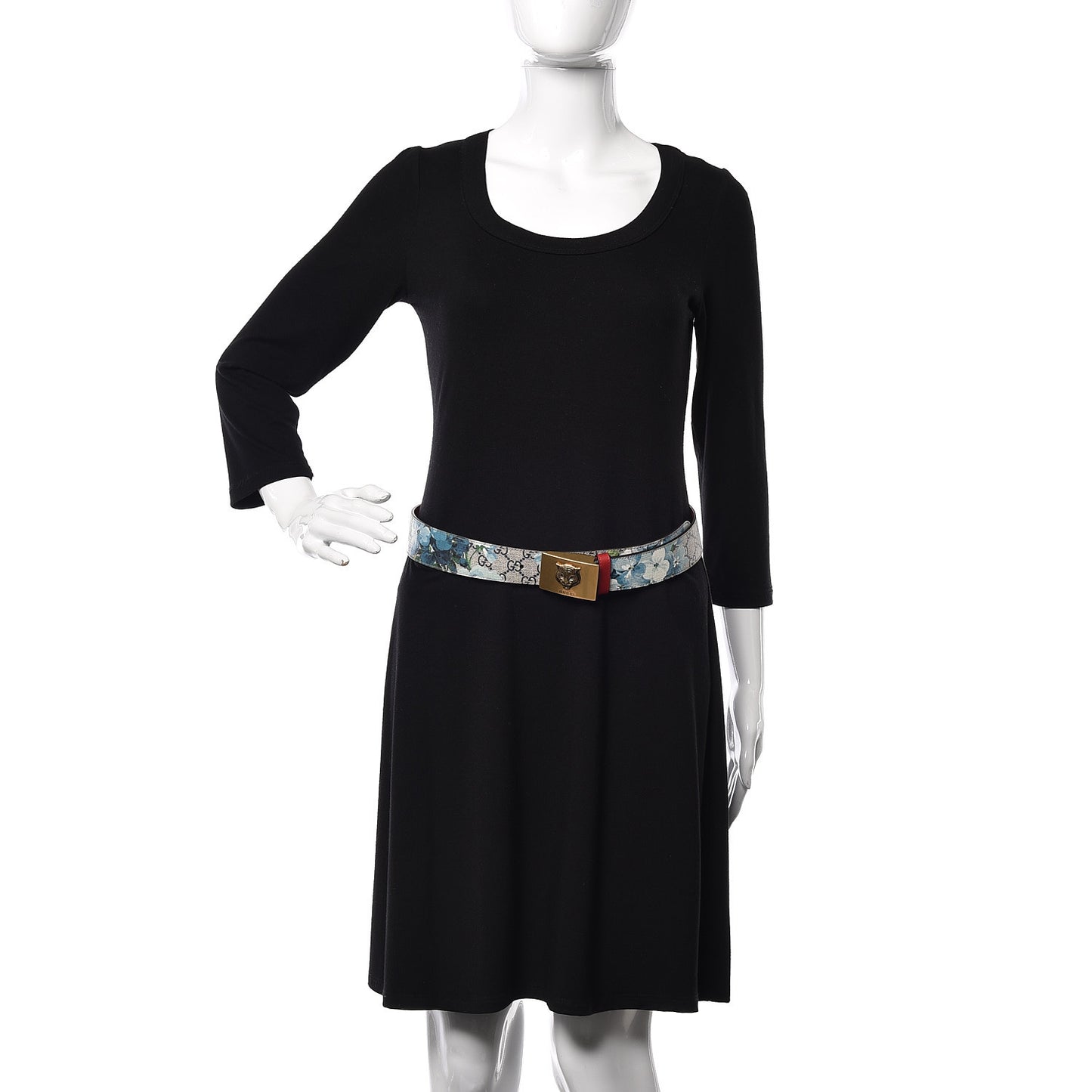 GG Plus Monogram Blooms Plaque Belt 85 34 Blue