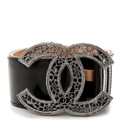 Chanel Patent CC Wide Belt 85 34 Dark Brown 1 of 6