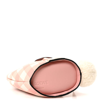 Loewe Calfskin Shearling Gingham Mini Bunny Crossbody Bag Pink 4 of 11