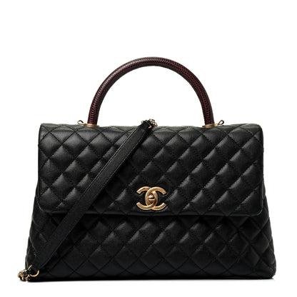 Chanel Caviar Lizard Quilted Medium Coco Handle Flap Black 1 of 4