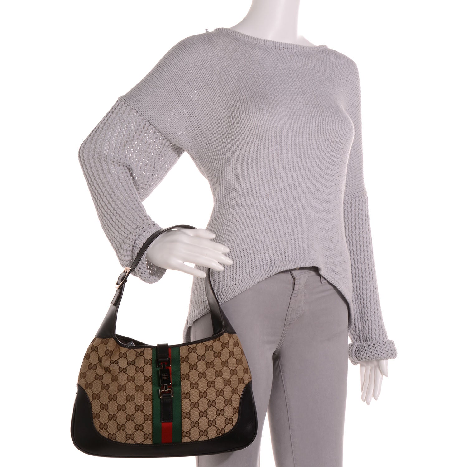 Gucci Monogram Web Jackie O Hobo Brown 2 of 7