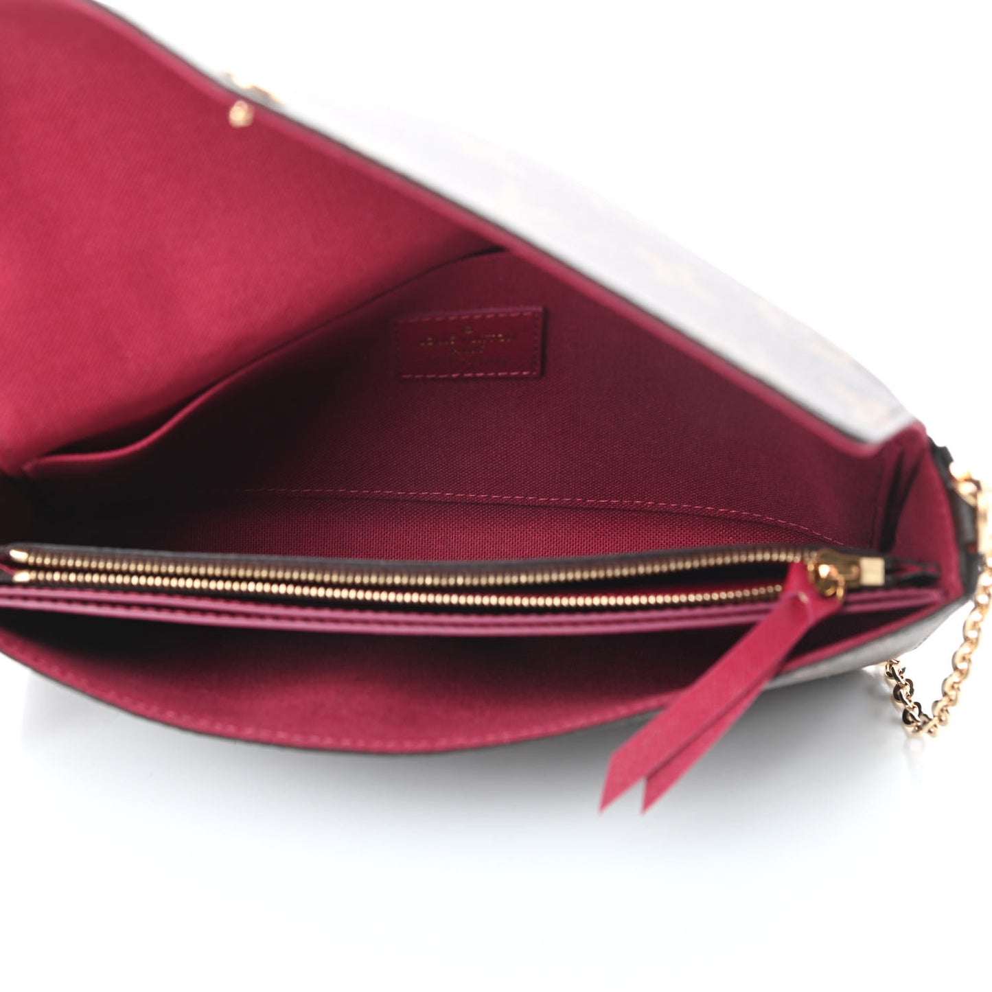 Monogram Pochette Felicie Chain Wallet Fuchsia
