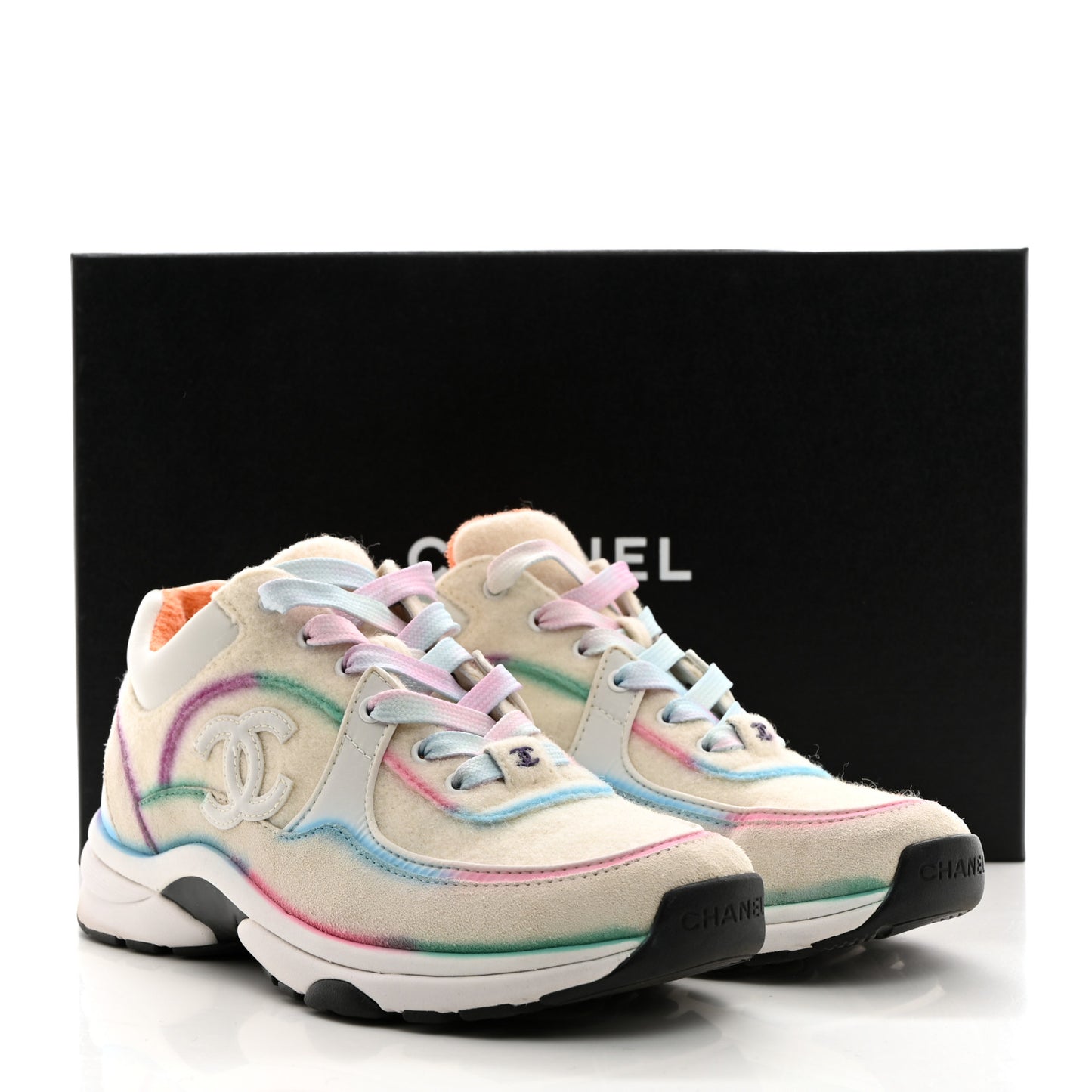 Wool Suede Calfskin CC Sneakers 36 Multicolor