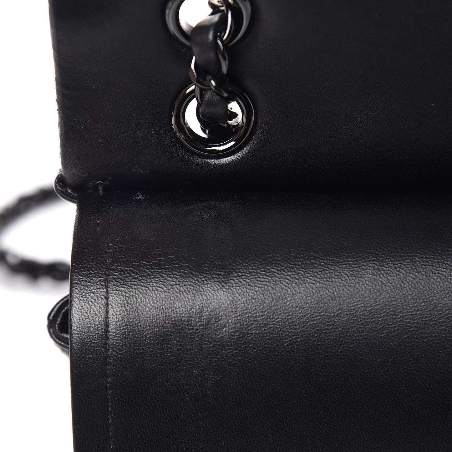 Lambskin Chevron Quilted Medium Double Flap So Black