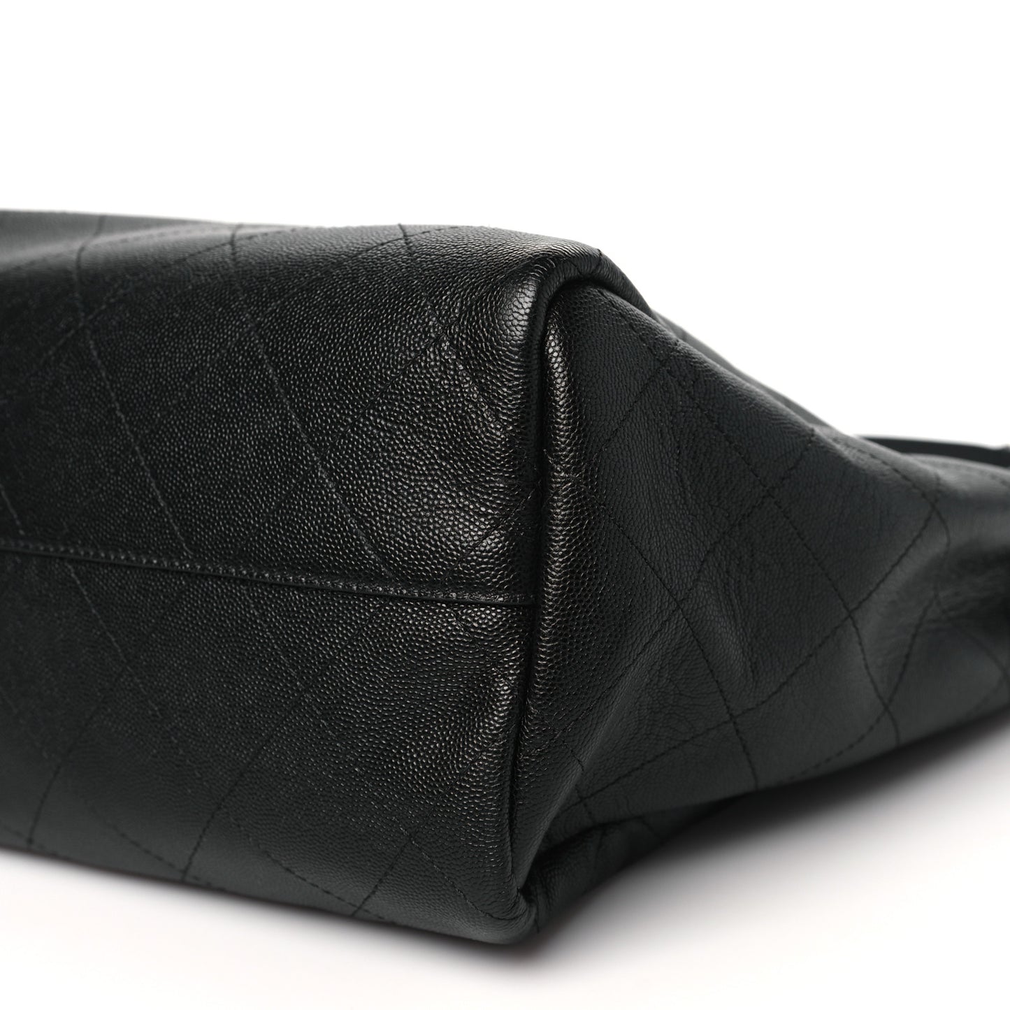 Caviar Stitched Large Lady Coco Shopping Tote Black