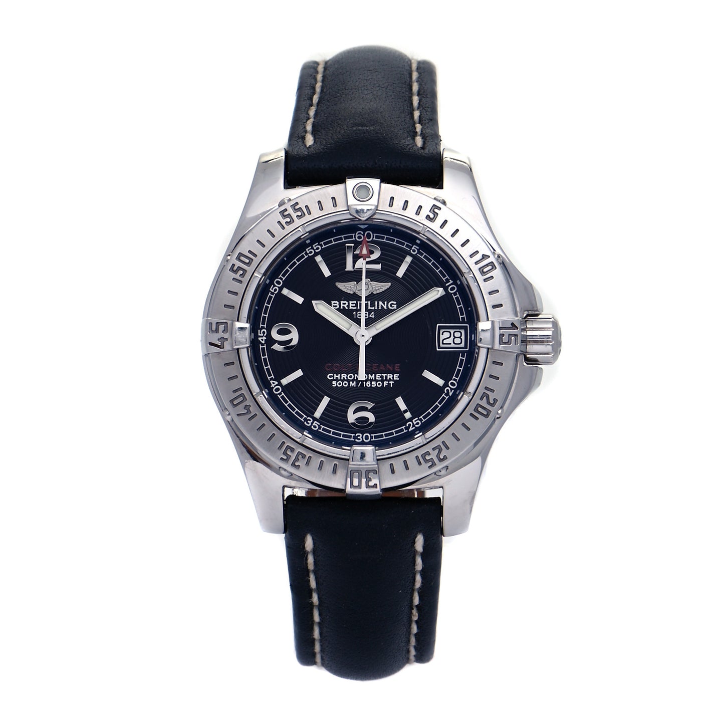 Stainless Steel Calfskin 33mm Colt Oceane Quartz Watch Black A77380
