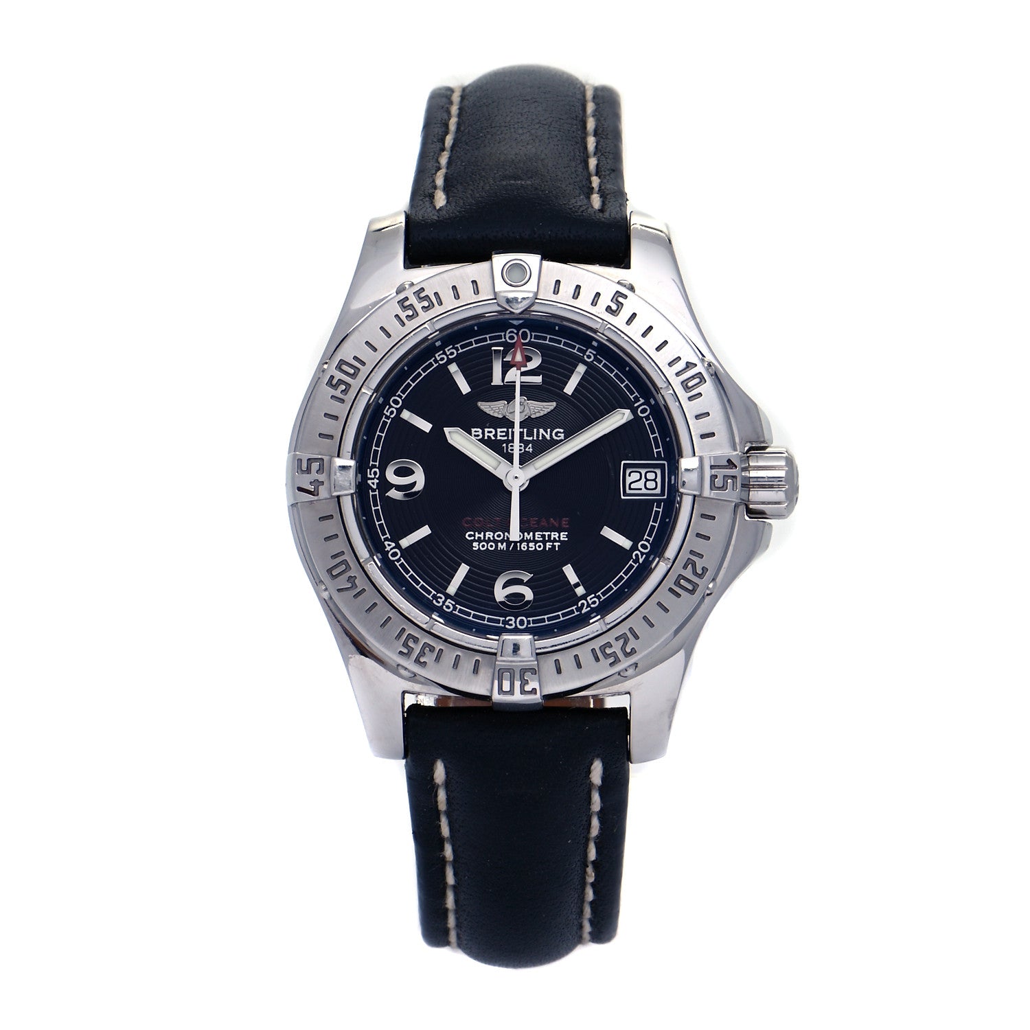 Breitling Stainless Steel Calfskin 33mm Colt Oceane Quartz Watch Black A77380 1 of 8