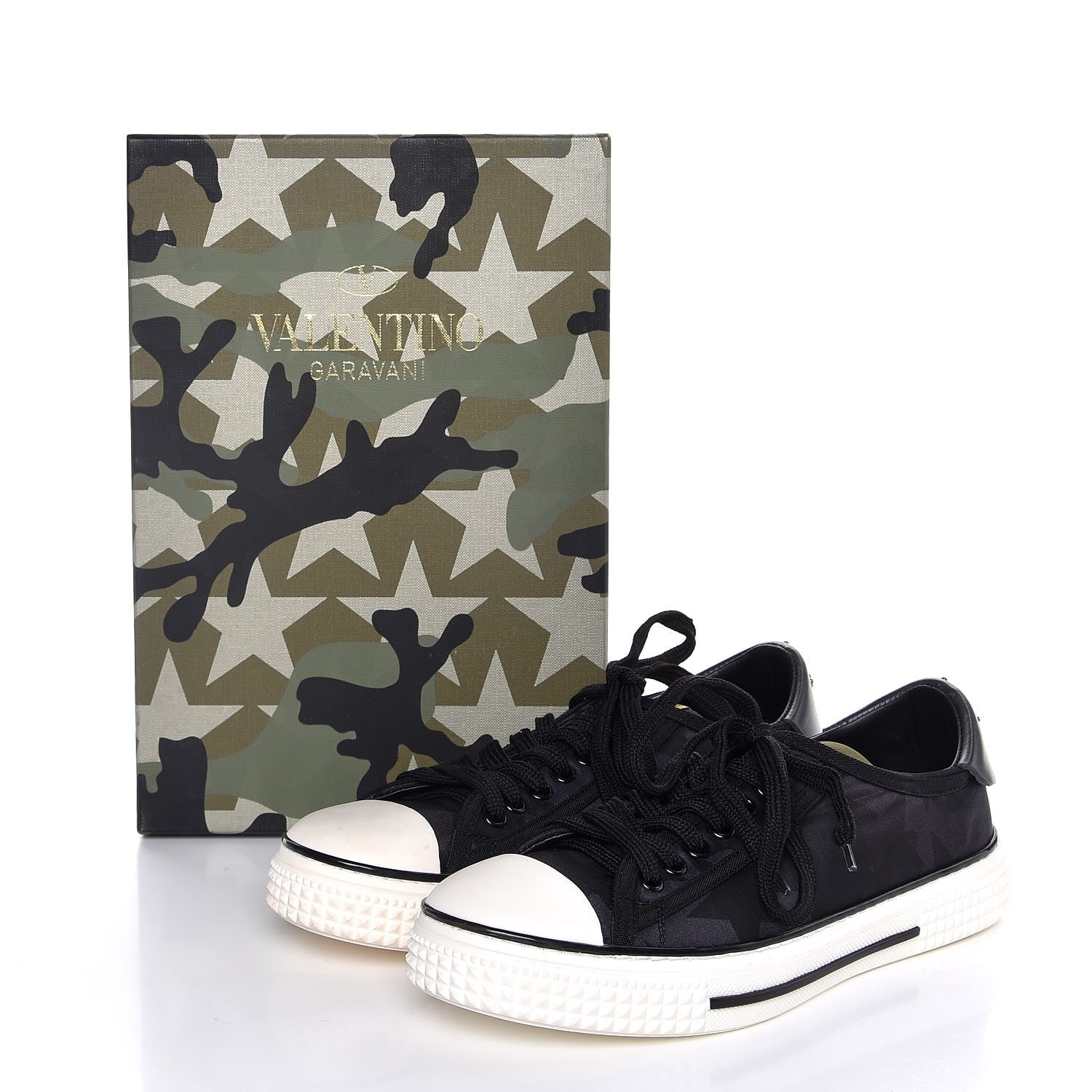 Valentino Garavani Nylon Twill Camustars Womens Low Sneakers 39.5 Black 8 of 8