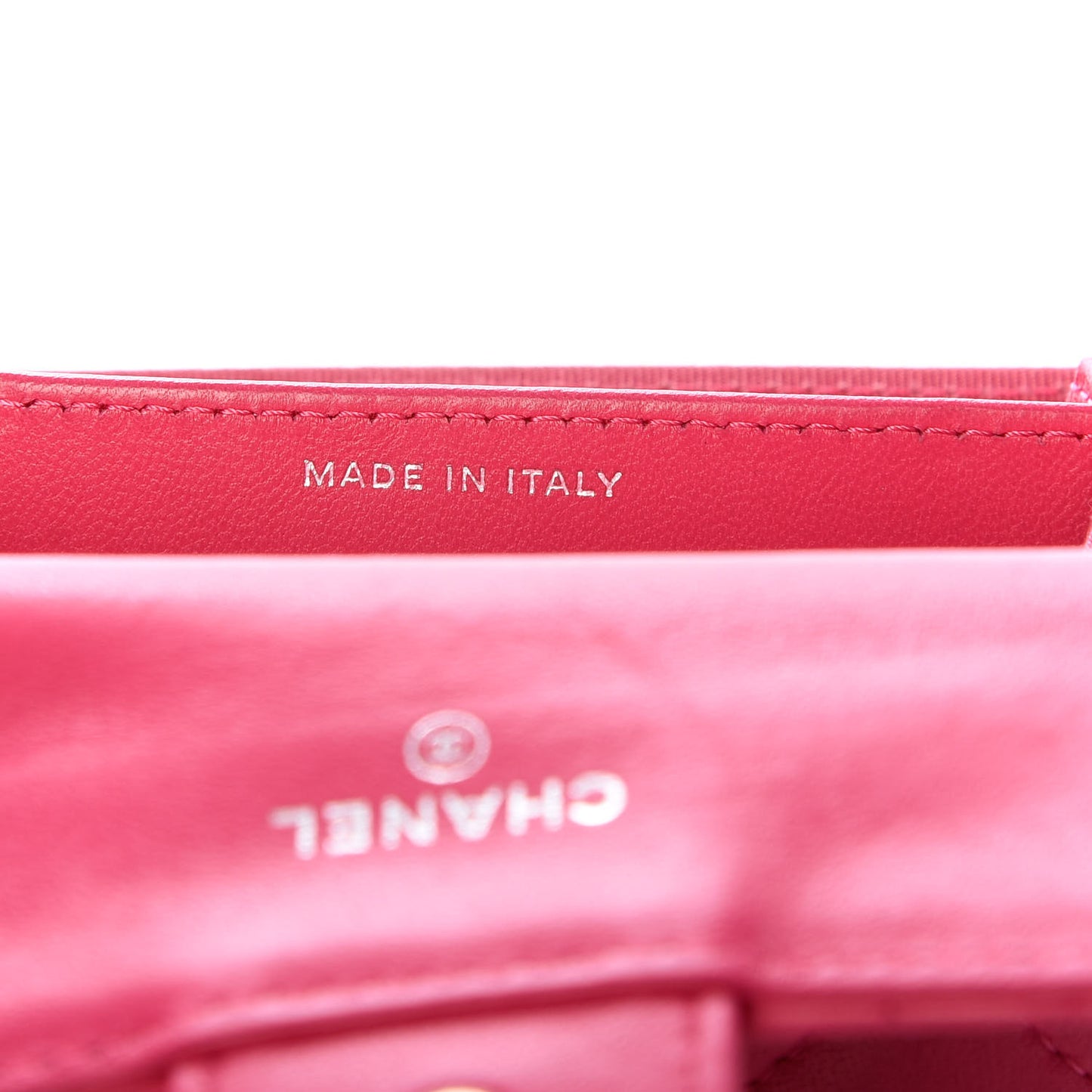 Lambskin Quilted Flap Card Holder Wallet Dark Pink