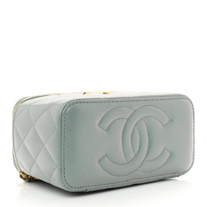 Chanel Metallic Lambskin Quilted Small CC Dynasty Vanity Case With Chain Grey 4 of 11