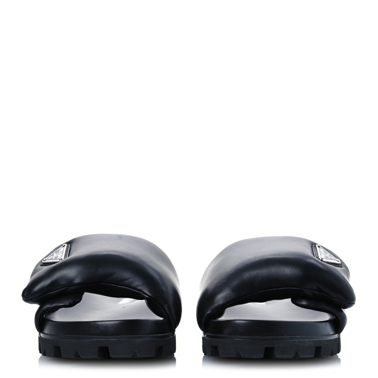 Nappa Soft Padded Triangle Slide Sandals 41 Black