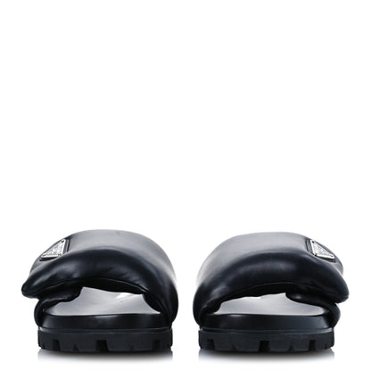Prada Nappa Soft Padded Triangle Slide Sandals 41 Black 3 of 11