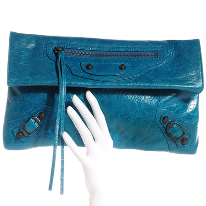 Balenciaga Agneau Envelope Clutch Lagon 2 of 10