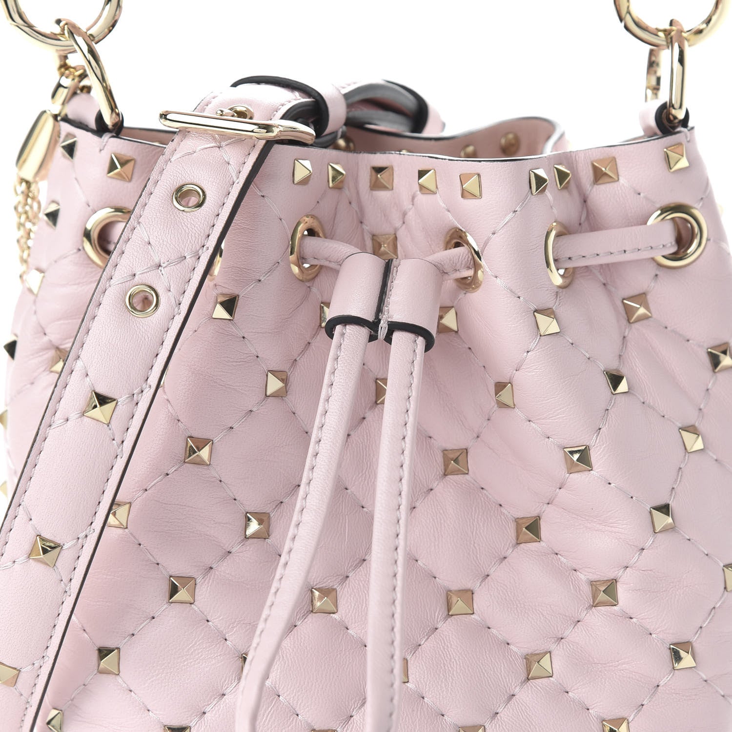 Valentino Garavani Nappa Mini Rockstud Spike Bucket Bag Rose Quartz 9 of 9